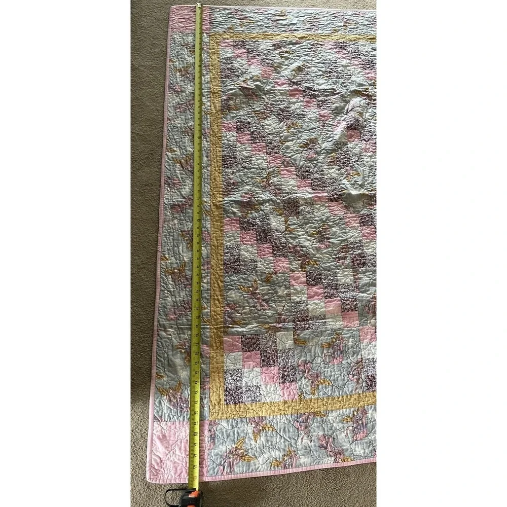 VTG Patchwork Quilt Blanket Angels Cottagecore Victorian Trip Around The World‎